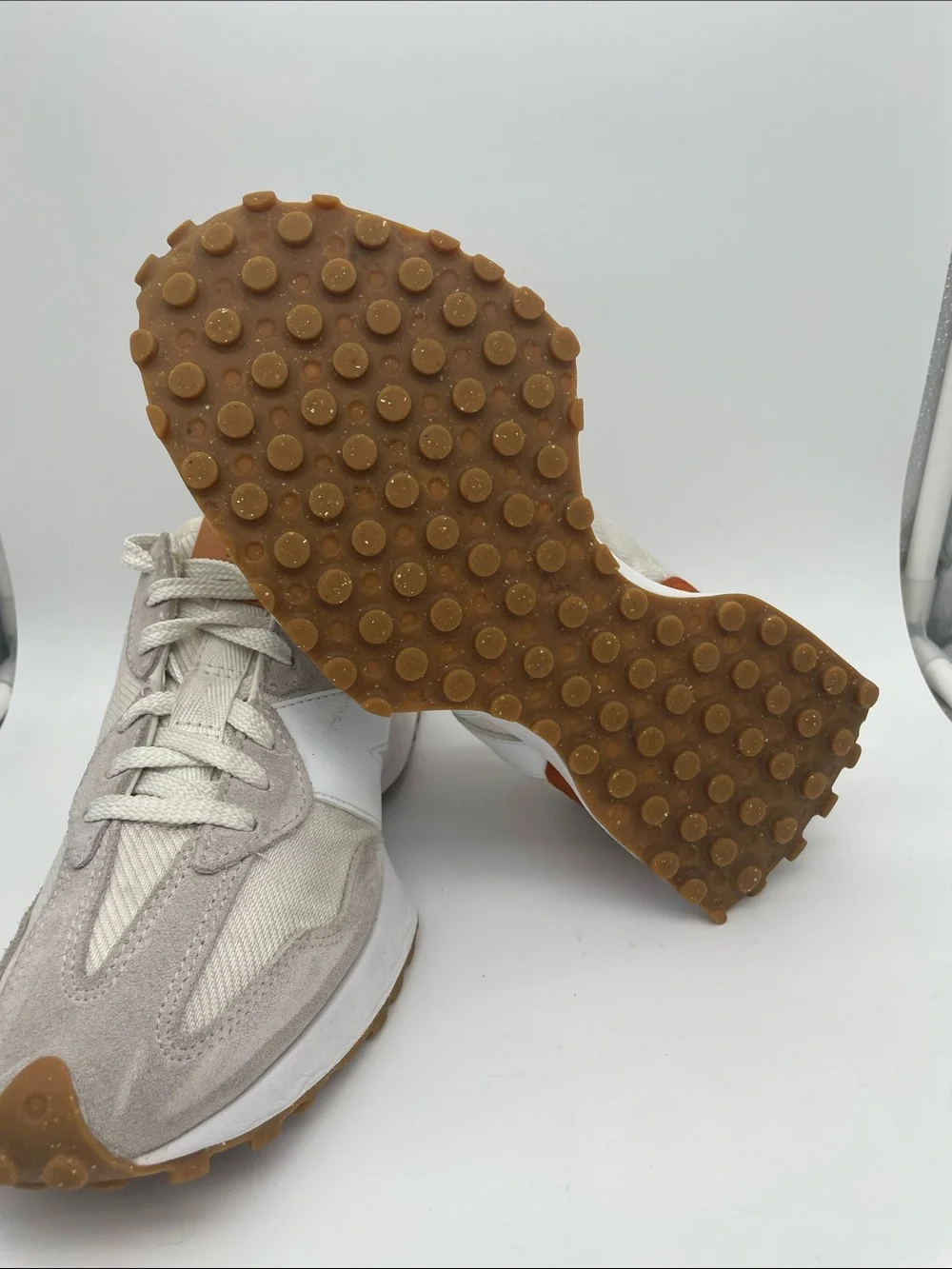 New Balance Retro Cream studded sole oversized N logo Runner Sneakers nurse W8